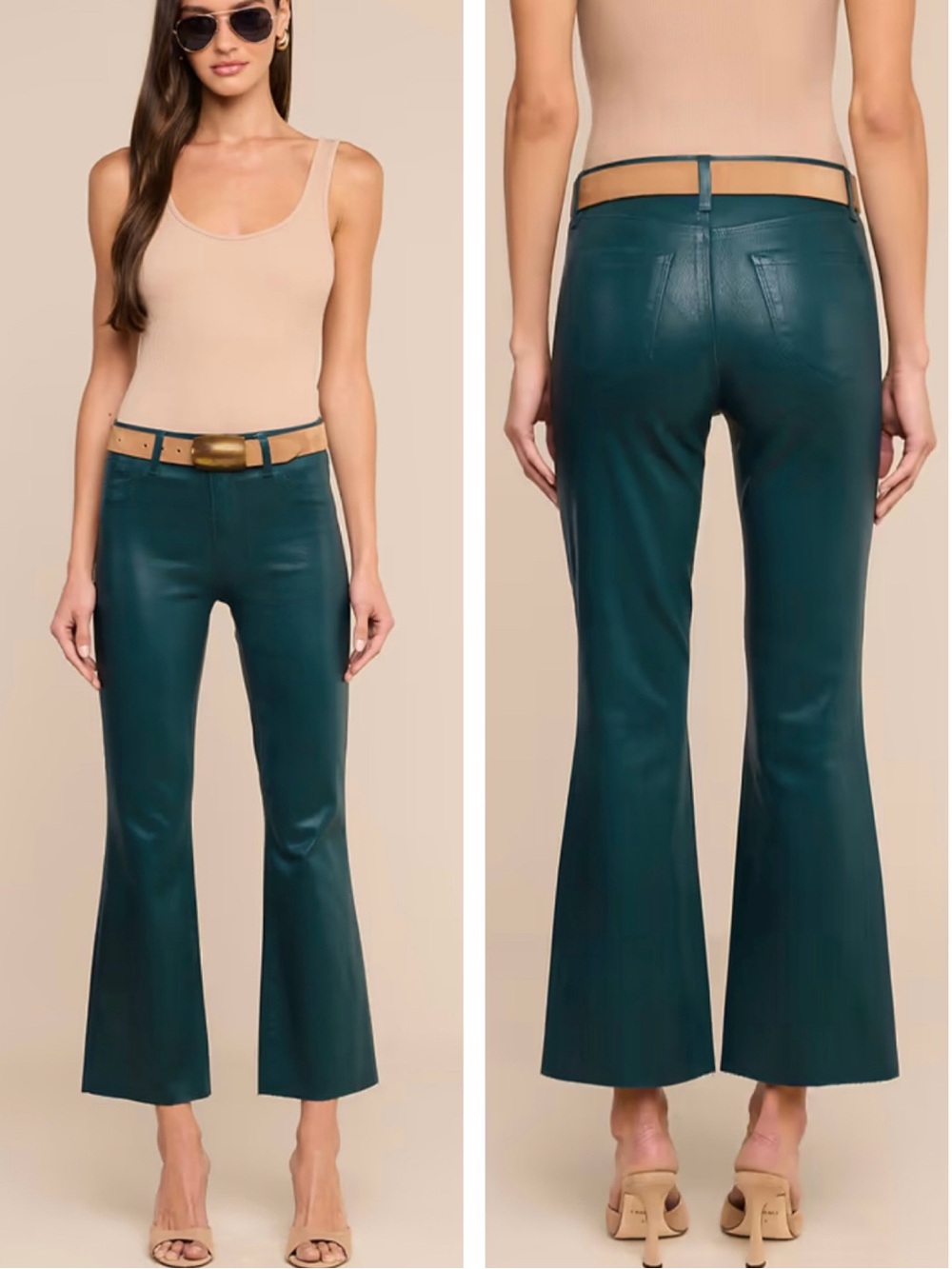 NWOT Joe’s Callie Coated Bootcut Crop Jeans in Forest Green